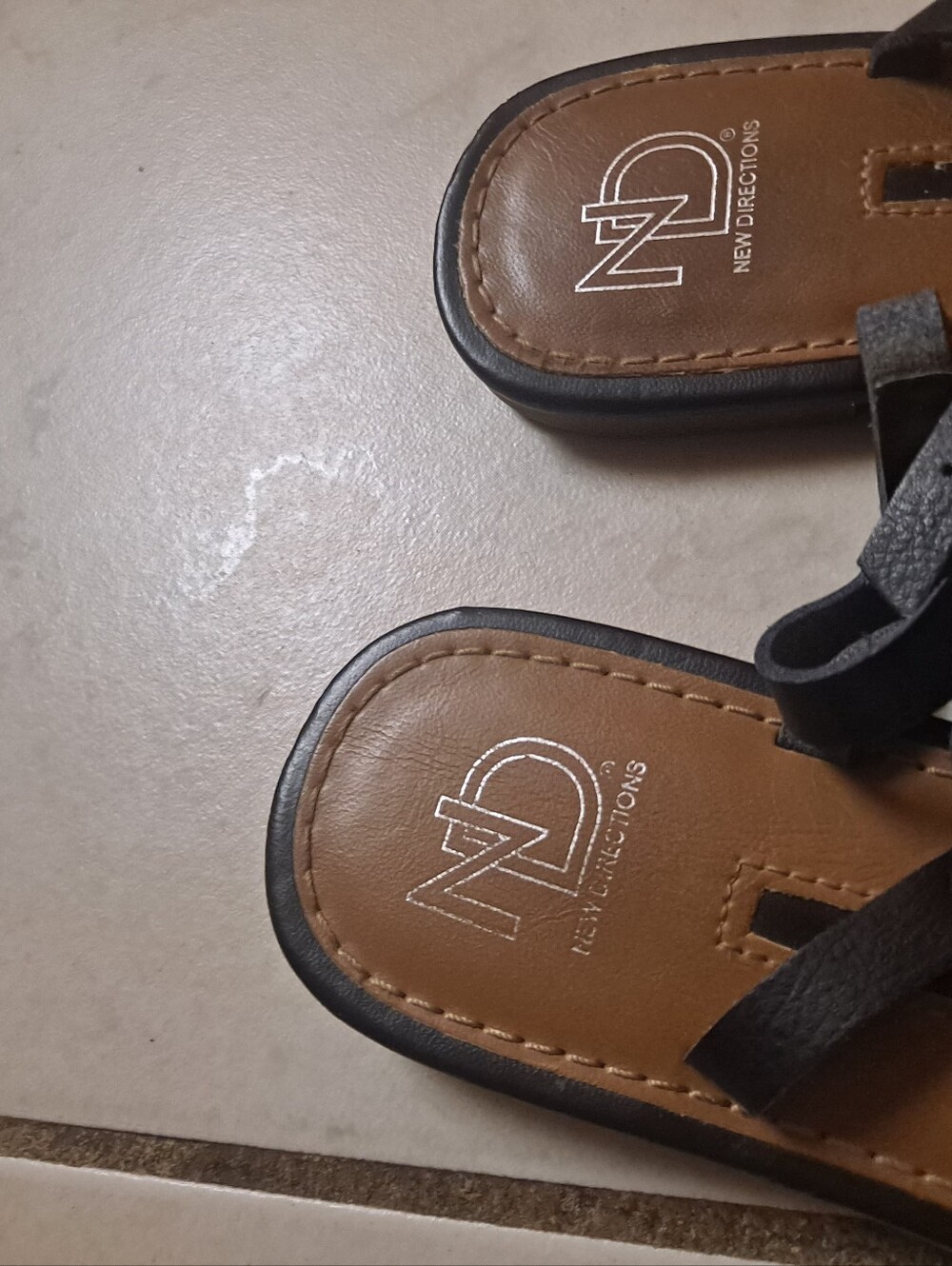 New Directions Black Strappy Slide Sandals - Picture 3 of 4